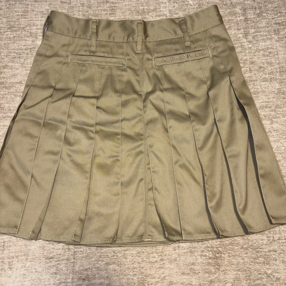 Utilikilt Men's Khaki Utility Kilt Size 39x23 EUC Snap Closure Heavy Duty Y2K